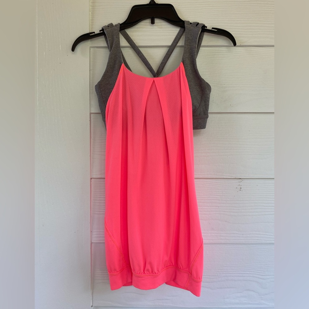LULULEMON Coral and Gray Strappy Tank Top Sz 6